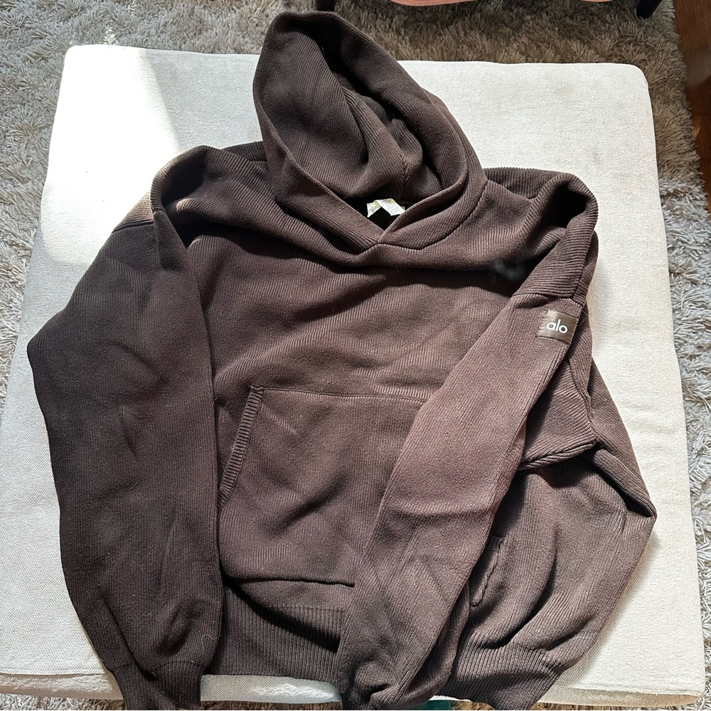ALO Yoga Chocolate Brown Knit Hoodie